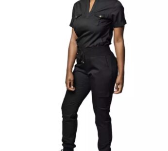 Women Black Scrubs Nurse Uniform M Short