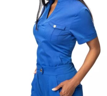 Women Blue Scrubs Nurse Uniform M Short